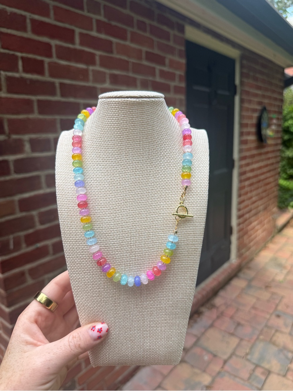 Handmade Multicolor Beaded Necklace - Pastel Candy Colors